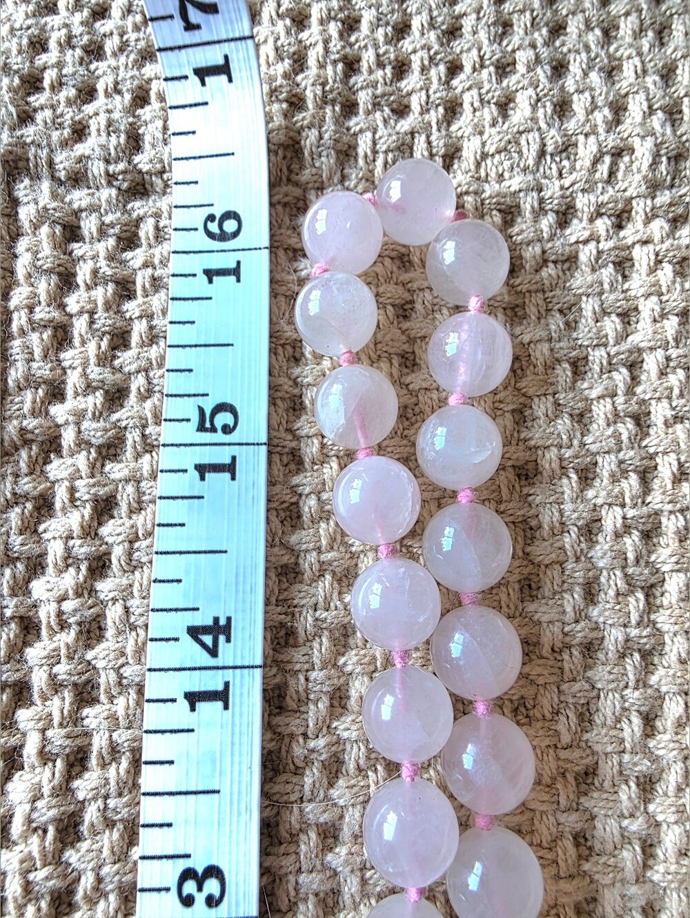 Vintage Artisan Rose Quartz Crystal Bead Necklace Butterfly Pendant - Picture 9 of 9